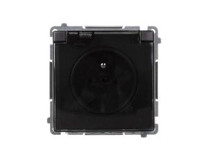 Simon Basic Gniazdo pojedyncze z/u z przesłonami bryzgoszczelne IP44 16A, 250V grafit mat BMGZ1Bz.01/28A
