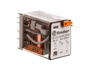 Przekaźnik przemysłowy 2P 10A 48V AC przycisk testujący mechaniczny wskaźnik zadziałania 55.32.8.048.0040