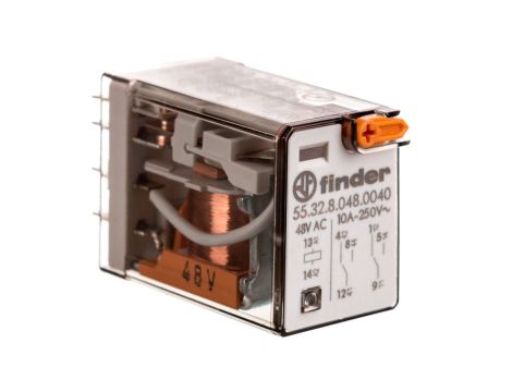 Przekaźnik przemysłowy 2P 10A 48V AC przycisk testujący mechaniczny wskaźnik zadziałania 55.32.8.048.0040