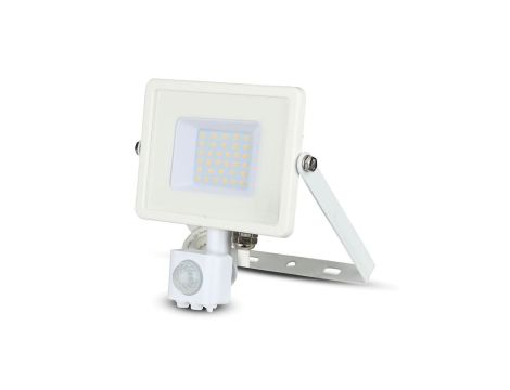 Projektor LED 30W 2400lm 3000K Dioda SAMSUNG z czujnikiem ruchu PIR Biały IP65 457