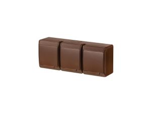 HERMES Gniazdo potrójne z/u 3x2P+Z schuko IP44 brązowy 0326-06