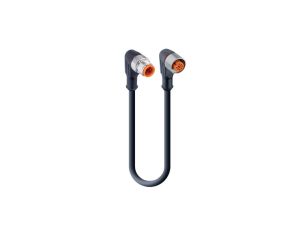 Kabel konfekcjonowany obustronnie złącza M12 4-pinowe męskie żeńskie kątowe PUR czarny RSWT 4-RKWT 4-225/10 M