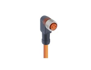 Kabel konfekcjonowany jednostronnie M8 3-pinowy złącze żeńskie kątowe pomarańczowy PUR RKMWV/LED A 3-260/5 M