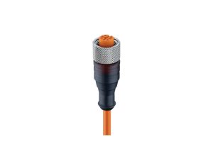 Kabel konfekcjonowany jednostronnie M12 4-pinowy złącze żeńskie prosta pomarańczowy PVC RKT/LED F 4-07/10 M