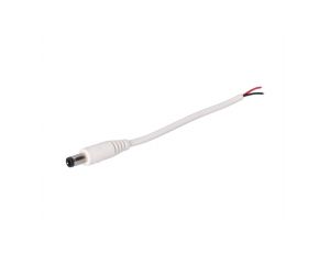 Wtyk DC 5.5x2.5 przewód biały 15cm 22awg