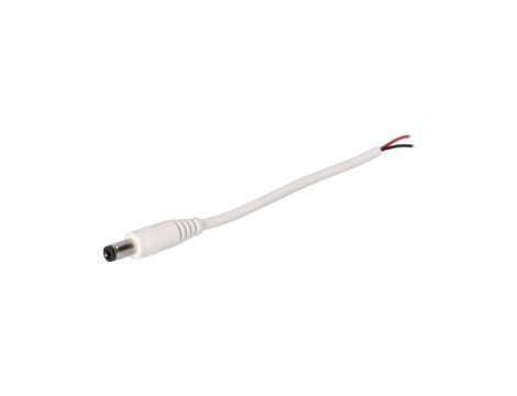 Wtyk DC 5.5x2.5 przewód biały 15cm 22awg