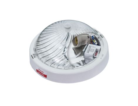Oprawa ALFA, E27 z czujnikiem ruchu PIR, 75W, biała-polipropylen, klosz przeźroczysty-poliwęglan, IP44, IK10 A2210-P-PIR