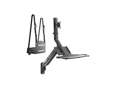 Uchwyt ścienny do monitora i klawiatury ze sprężyną gazową i uchwytem na komputer / CPU 17-32 9 kg