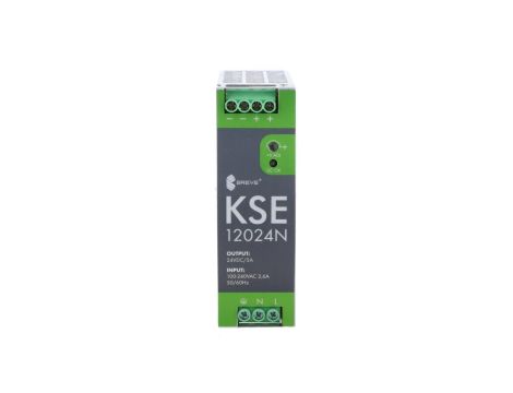 Zasilacz impulsowy KSE 12024M 230/ 24VDC 5A 120W na szynę DIN, Uzas: 96-264VAC Uwyj: 24-28VDC, Ta70, 18924-9989