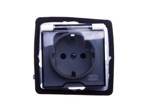 AS Gniazdo bryzgoszczelne z/u Schuko IP44 klapka przezroczysta ecru GPH-1GS/m/27/d