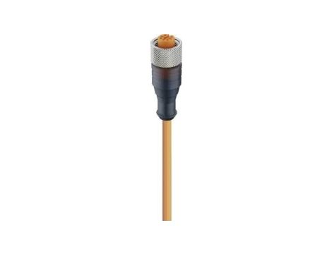Kabel konfekcjonowany jednostronnie M12 4-pinowy złącze żeńskie proste z gwintem samoblokującym PVC pomarańczowy RKT 4-07/10 M