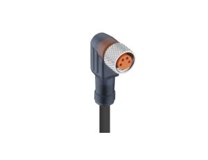Kabel konfekcjonowany M8 jednostronnie zakończony 4-pinowy złącze żeńskie kątowe samoblokujące gwintowanie PUR RKMWV 4-225/10 M