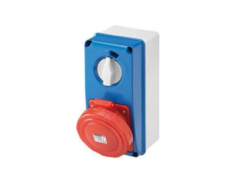 Gniazdo stałe 5P 32A 400V czerwone z rozłącznikiem 0-1 6h IP55 GW66320