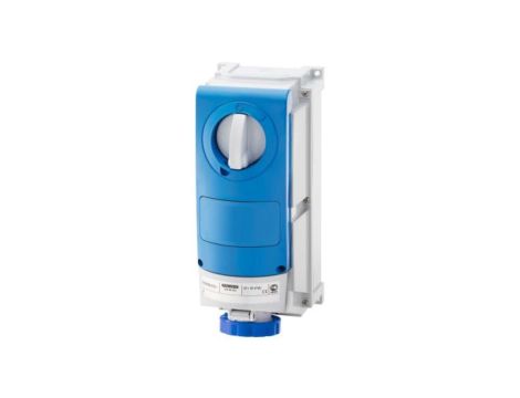 Gniazdo stałe 3P 63A 230V niebieskie z rozłącznikiem 6h IP66 ELIT00705