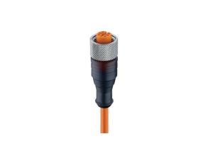 Kabel połączeniowy M12 3-pinowy żeńskie proste złącze z gwintem samoblokującym PVC pomarańczowy RKT 4-3-06/2 M
