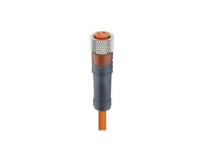 Kabel konfekcjonowany jednostronnie M8 3-pinowy żeńskie proste z samoblokującym gwintem pomarańczowy PVC RKMV 3-06/2 M