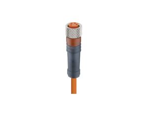Kabel konfekcjonowany jednostronnie M8 4-pinowy żeńskie prosty złącze z samoblokującym gwintem pomarańczowy PVC RKMV 4-07/20 M