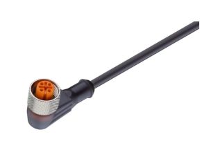 Kabel konfekcjonowany jednostronnie złącze M12 żeńskie kątowe 3-pinowe kodowanie A czarny PUR RKWT 4-3-224/2 M