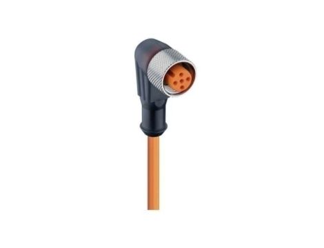 Kabel konfekcjonowany jednostronnie M12 5-pinowy złącze żeńskie kątowe samoblokujący gwint PVC pomarańczowy RKWT 5-56/2 M