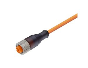 Kabel konfekcjonowany jednostronnie M12 5-pinowy złącze żeńskie proste z gwintem samoblokującym PVC pomarańczowy RKT 5-56/2 M