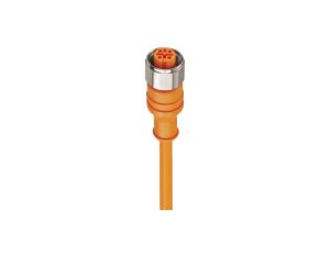 Kabel konfekcjonowany jednostronnie złącze M12 4-polowe proste żeńskie PVC pomarańczowy PRKT 4-07/5 M