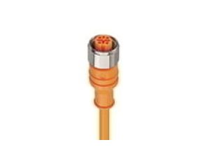 Kabel konfekcjonowany jednostronnie złącze M12 5-pinowe proste żeńskie PVC pomarańczowy PRKT 5-56/5 M