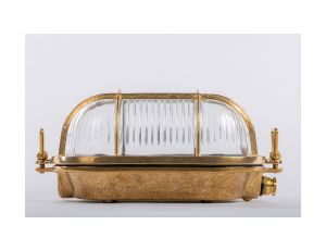 Oprawa mosiężna OVAL 47 ECO, E27, 40W, klosz przeźroczysty-szkło, IP64, siatka mosiężna A47