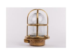 KINKIET mosiężny 15N, E27, 60W, klosz przeźroczysty-szkło, IP64, siatka mosiężna A15N