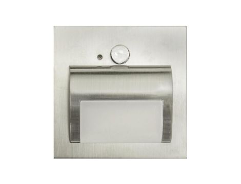 Oprawa Beryl PIR satyna 1,5W ciepła 12V DC 9 led smd 3014 kwadrat do puszki fi 60 z czujką ruchu PIR