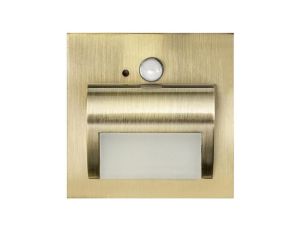 Oprawa Beryl PIR mosiądz zimna 6500K 1,5W 12V DC 9 led smd 3014 kwadrat do puszki fi 60 z czujką ruchu PIR