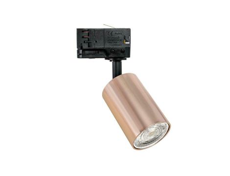 Oprawa na szynę VERONA Gu10 LuxSystem-1F jednofazowa Rose Gold (złoty różany) z czarnym przegubem i czarnym adapterem