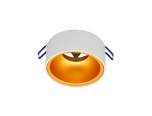 Oprawa MINI GOLDI-W/G WPUST biała ze złotym ringiem Gu10 okrągła sufitowa wpuszczana