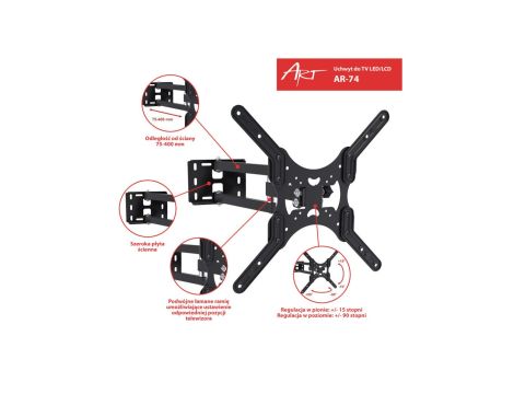 UCHWYT DO TV LED/LCD 19-50 35KG AR-74 ART reg. pion/poziom
