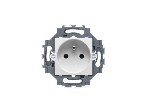 Gniazdo z uziemieniem 2P+E 16A z przesłonami styków, samozaciski, biały, Dahlia GW35216W