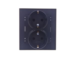 SONATA Gniazdo podwójne z/u Schuko czarny mat GP-2RS/33
