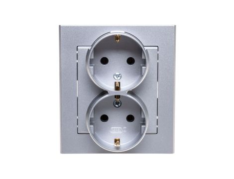SONATA Gniazdo podwójne z/u Schuko srebro mat GP-2RS/38
