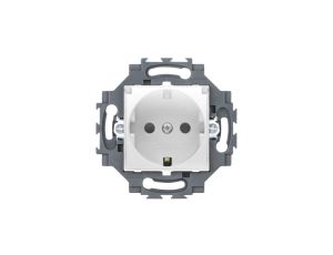 Gniazdo Schuko z klapką 2P+E 16A z przesłonami styków, z uziemieniem, zaciski śrubowe, białe, Dahlia GW35203W
