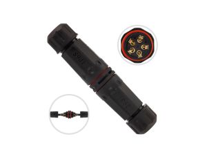 Mufa hermetyczna z dławikami 5x4mm2 IP68 PA66 250V prosta czarna NEKU