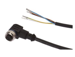 Złącze do samokonfekcjonowania M12 żeńskie kątowe 5-pinowe końcówka niezarobiona 5x0,34mm PUR -30-90 stC 60V IP67 VK200621