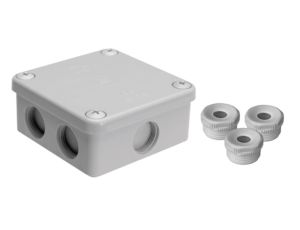 Puszka natynkowa, materiał-bakelit, kolor RAL7035, IP54, 500V, 7 wyjść, 3 dławiki WN16 K85/3WN16