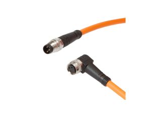 Złącze do samokonfekcjonowania M8 kątowe żeńskie 3-pinowe M8 męskie proste 3-pinowe 3x0.25mm PUR 60V -40-90 stC IP69K VK20RF70