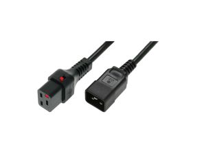 Kabel zasilający serwerowy z blokadą IEC LOCK 3x1,5mm2 C20 prosty/C19 prosty M/Ż 3m czarny IEC-PC1286