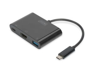 Multi Adapter 1xHDMI 4K 30Hz UHD 1xUSB-C Power Delivery, 1xUSB A na USB 3.1-C czarny DA-70855
