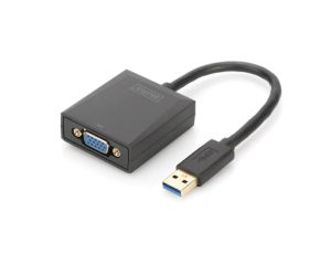 Adapter graficzny VGA 1080p FHD na USB 3.0 aluminiowy czarny DA-70840