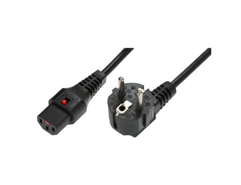 Kabel połączeniowy zasilający z blokadą IEC LOCK Schuko kątowy/C13 prosty M/Ż 3m czarny IEC-EL234S