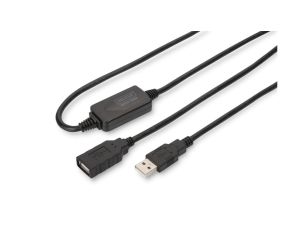 Kabel przedłużający USB 2.0 HighSpeed Typ USB A/USB A M/Ż aktywny czarny 15m DA-73101