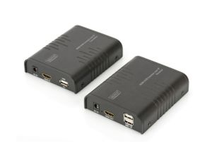Przedłużacz/Extender KVM (HDMI+USB) do 120m po Cat.5e UTP lub IP, 1080p FHD 60Hz audio (zestaw) DS-55202