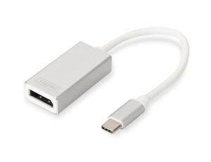 Adapter graficzny DisplayPort 4K 30Hz na USB-C aluminiowy srebrny dł. 20cm DA-70844
