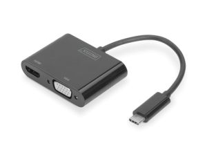 Adapter graficzny HDMI/ VGA 4K 30Hz UHD/ FHD na USB 3.1-C z audio czarny aluminiowy DA-70858