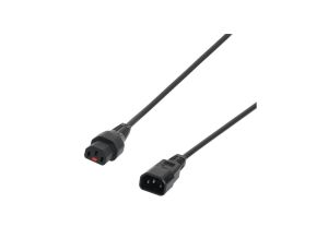 Kabel przedłużający zasilający z blokadą IEC LOCK 3x1mm2 C14/C13 prosty M/Ż 5m czarny IEC-PC1071